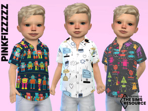 Sims 4 — Toddler Robot Shirt by Pinkfizzzzz — Cute little robot patterned shirts for your cute little sims in 6 different