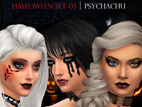 Sims 4 — 2021 Halloween Set 03 by Psychachu — Included: Eyeliner -- 3 swatches, BASEGAME Blush -- 1 swatch, BASEGAME