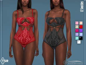 Sims 4 — Underwired Cut-out Lace Body by Harmonia — 13 Swatches Please do not use my textures. Please do not re-upload.