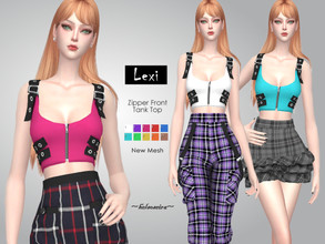 Sims 4 — LEXI - Crop Tank Top by Helsoseira — Style : Buckle zip front crop tank top Name : LEXI Sub part Type : Blouse,