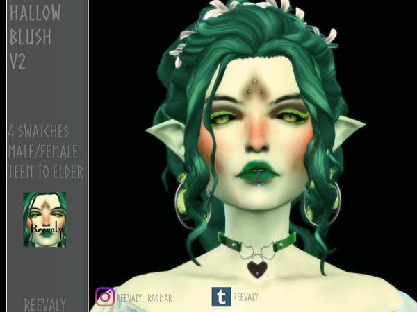 Sims 4 — Hallow Blush V2 by Reevaly — 4 Swatches. Teen to Elder. Male and Female. Works with all Skins and Overlays. Base