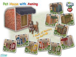 Sims 2 — Pet House with Awning (Mesh & Recolors) by NoFrills — Another cozy house for your cats and dogs! One new