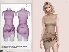 Sims 4 — Sleeveless Asymmetrical Dress MC298 by mermaladesimtr — New Mesh 6 Swatches All Lods Teen to Elder For Female