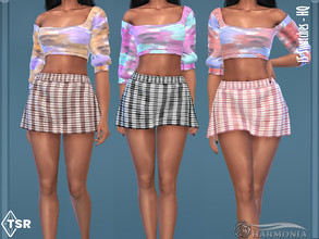Sims 4 — Gingham Print A-line Skirt by Harmonia — New mesh / All Lods 15 Swatches Please do not use my textures. Please