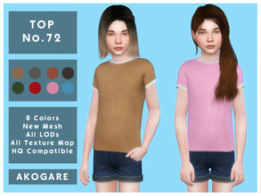 Sims 4 — Akogare Top No.72 by _Akogare_ — Akogare Top No.72 - 8 Colors - New Mesh (All LODs) - All Texture Maps - HQ