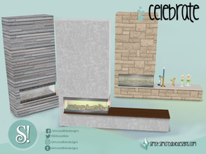 Sims 4 — Celebrate Fireplace by SIMcredible! — by SIMcredibledesigns.com available at TSR 3 colors variations
