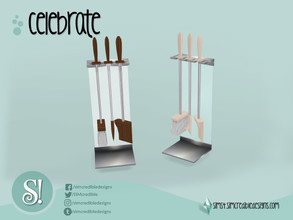 Sims 4 — Celebrate Fireplace Tools by SIMcredible! — by SIMcredibledesigns.com available at TSR 2 colors variations