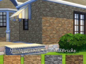 Sims 4 — MB-StonyStyle_CrackedBricks by matomibotaki — MB-StonyStyle_CrackedBricks, Coarse, jagged stone wall for inside