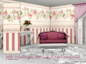 Sims 4 — MB-Vintage_Venue_RoseTendril2 by matomibotaki — MB-Vintage_Venue_RoseTendril2 elegant wallpaper with skirting