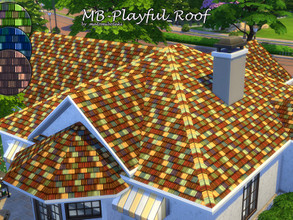 Sims 4 — Playful Roof by matomibotaki — MB-Playful_Roof, Playful multi-colored roof texture, comes in 4 different color