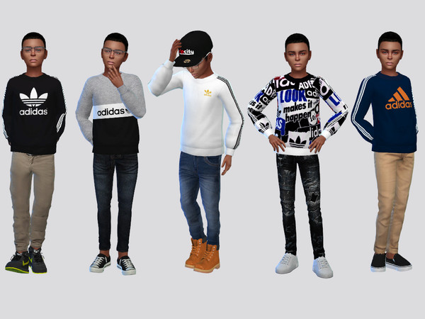 Sims 4 — ADIDAS Crews Shirt Boys by McLayneSims — TSR EXCLUSIVE Standalone item 10 Swatches MESH by Me NO RECOLORING