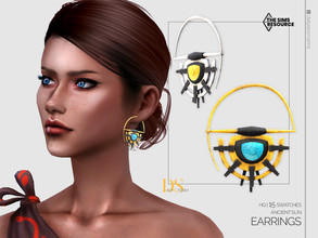 Sims 4 — Ancient Sun Earrings by DailyStorm — Large metal earrings with a gem in the center. Available 3 metal x 5 gem