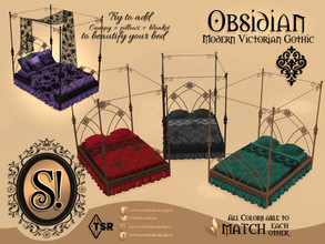 Sims 4 — Modern Victorian Gothic - Obsidian Bed 1 - wood by SIMcredible! — by SIMcredibledesigns.com available at TSR 5