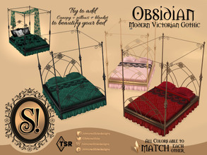 Sims 4 — Modern Victorian Gothic - Obsidian Bed iron by SIMcredible! — by SIMcredibledesigns.com available at TSR 5