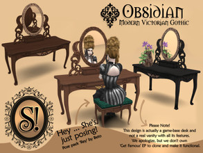 Sims 4 — Modern Victorian Gothic - Obsidian Vanity by SIMcredible! — It's base game, cloned from a desk. Works as a