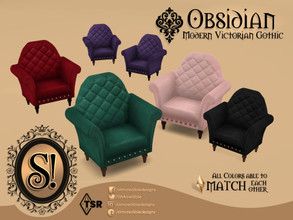 Sims 4 — Modern Victorian Gothic - Obsidian Armchair by SIMcredible! — by SIMcredibledesigns.com available at TSR 5