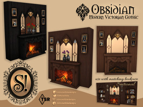 Sims 4 — Modern Victorian Gothic - Obsidian Fireplace Wooden by SIMcredible! — by SIMcredibledesigns.com available at TSR