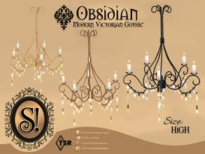 Sims 4 — Modern Victorian Gothic - Obsidian Crystal Chandelier Med by SIMcredible! — by SIMcredibledesigns.com available
