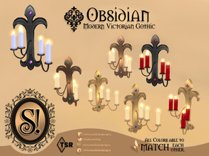 Sims 4 — Modern Victorian Gothic - Obsidian Sconce Candles by SIMcredible! — Requires free holiday celebration pack by