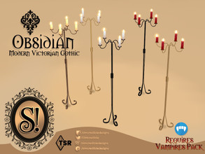 Sims 4 — Modern Victorian Gothic - Obsidian Floor Candles by SIMcredible! — Requires Vampires pack by