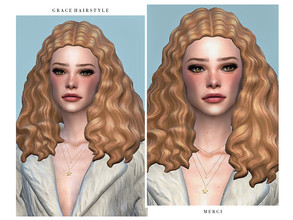 Sims 4 — Grace Hairstyle by -Merci- — New Maxis Match Hairstyle for Sims4. -24 EA Colours. -For female, teen-elder. -Base