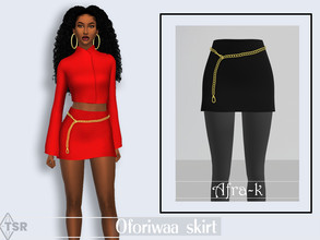 Sims 4 — Oforiwaa skirt by akaysims — Short skirt with chain belt in 8 colors - All maps included - Custom thumbnail 