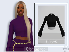 Sims 4 — Oforiwaa top  by akaysims — High collar long sleeves top in 8 colors - All maps included - Includes a custom