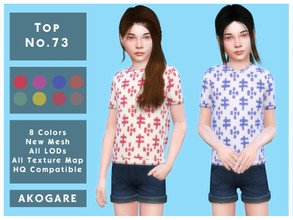 Sims 4 — Akogare Top No.73 by _Akogare_ — Akogare Top No.73 - 8 Colors - New Mesh (All LODs) - All Texture Maps - HQ