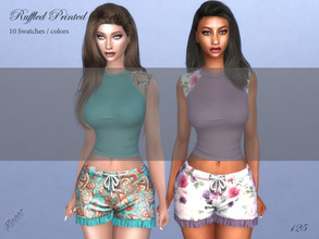 Sims 4 — Ruffled Printed Shorts by pizazz — Ruffled Printed Shorts for your sims 4 game. image above was taken in game so