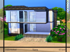 Sims 4 — Vara by Simara84 — A modern unfurnished House with 2 Pools a balcony and a small garden. 