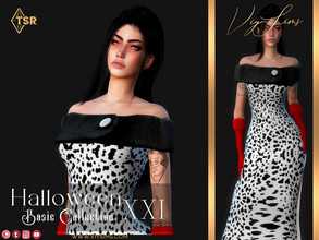 Sims 4 — Halloween XXI [Basic Collection] - Dress V.3 Cruella De Vil by Viy_Sims — Premium Collection in my Patreon