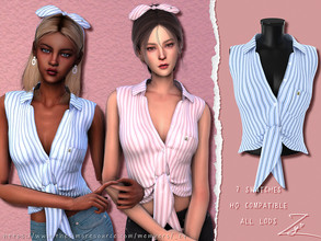 Sims 4 — Sleeveless Knotted Shirt by _zy — 7 SWATCHES HQ COMPATIBLE ALL LODS