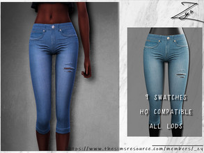 Sims 4 — Rolled-up Ripped Jeans by _zy — 9 SWATCHES HQ COMPATIBLE ALL LODS