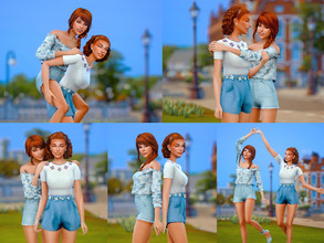 Sims 4 — Sisters Pose Pack by KatVerseCC — These poses are great for best friends' or sisters' photoshoots. I hope you