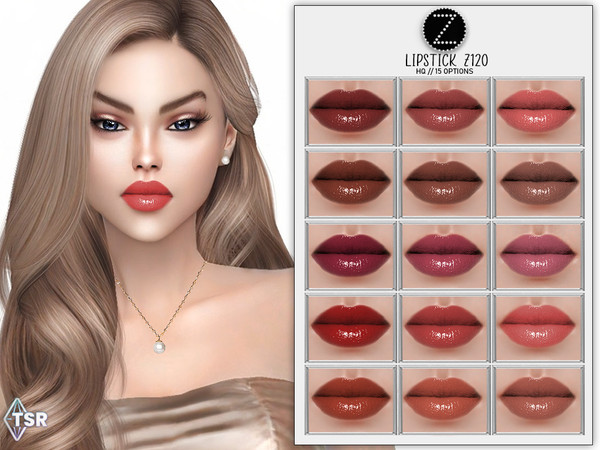 Sims 4 — LIPSTICK Z120 by ZENX — -Base Game -All Age -For Female -15 colors -Works with all of skins -Compatible with HQ