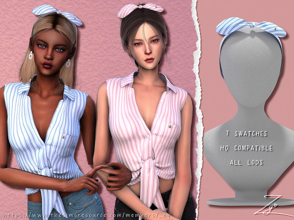 Sims 4 — Striped Head Band with Bow by _zy — 7 SWATCHES HQ COMPATIBLE ALL LODS