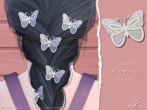 Sims 4 — Lace Butterfly Hairpins For Kid by _zy — 7 colors All lods HQ compatible Hats compatible