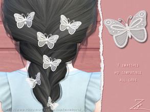 Sims 4 — Lace Butterfly Hairpins for toddler by _zy — 7 colors All lods HQ compatible Hats compatible
