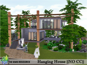 Sims 4 — Hanging House || NO CC || by Bozena — The house is located in the cove of jasmine . Brindleton Bay. Lot: 40 x 40