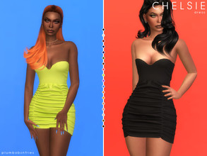 Sims 4 — CHELSIE | dress by Plumbobs_n_Fries — Ruched Mini Dress New Mesh HQ Texture Female | Teen - Elders 18 Swatches