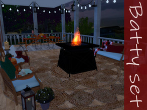 Sims 4 — Batty set by Ylka by Ylka — Cozy set for your terrace. The set includes: 1) Long bench - has 8 colors 2) Short