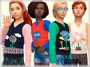 Sims 4 — Knitted Vest  by bukovka — Vest for children of both sexes. It is installed independently. Suitable for the base