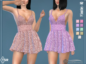 Sims 4 — Iridescent Sequin PartyDress by Harmonia — New Mesh All Lods 9 Swatches Please do not use my textures. Please do