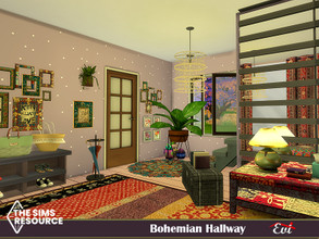Sims 4 — Bohemian Hallway_TSR only CC by evi — A hallway furnished and decorated in classic bohemian style