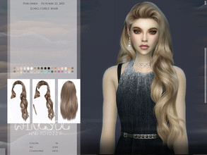 Sims 4 — Long curly hair - TO1022 by wingssims — Colors:36 All lods Compatible hats Hope you like it!