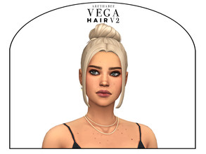 Sims 4 — Vega Hair v2 (Patreon) by arethabee — - 24 ea colors - base game compatible - hat compatible