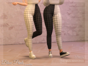 Sims 4 — Blow Pants by Dissia — Two tone jogger checked pants in black and white color, or full black/white Available in