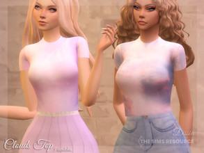 Sims 4 — Clouds Top by Dissia — Tshirt with pink clouds patterns Available in 5 swatches 