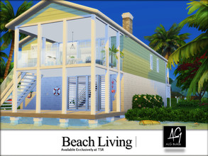Sims 4 — Beach Living by ALGbuilds — Cozy 3 bedroom, 2.5 bath home with 2 car/boat garage, for the family that enjoys the