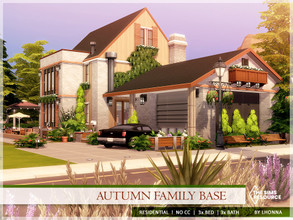 Sims 4 — Autumn Family Base /No CC/ by Lhonna — Warm, suburban house for a family of 6 Sims. NO CC! Price: 162 728 Size: